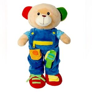Linzy Kids Toys Educational Learn To Dress Teddy Bear 16” Ages 3+ Zip Tie Button